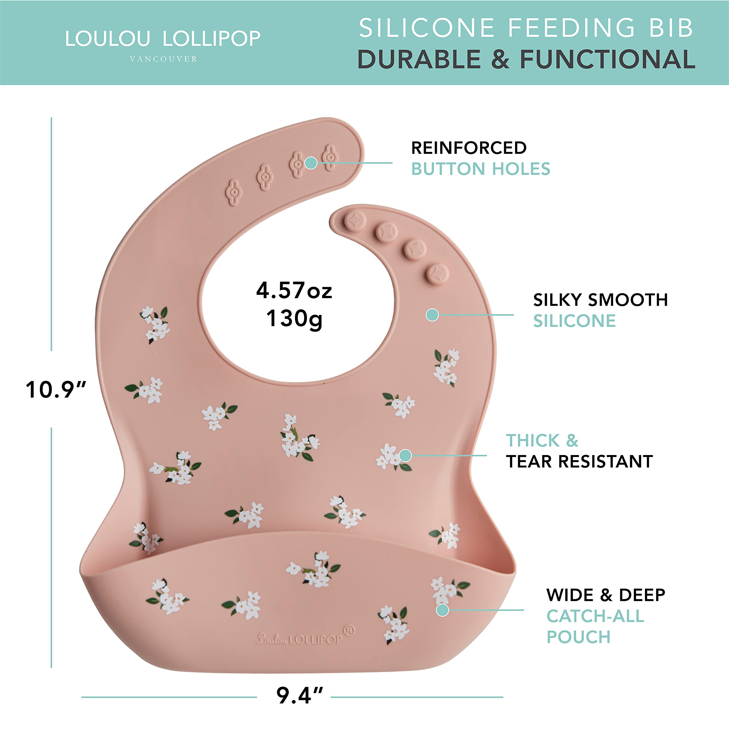 Loulou Lollipop Soft, Waterproof Silicone Feeding Bib For Babies And Toddlers 3 To 36 Months, Easy To Clean - Image 2