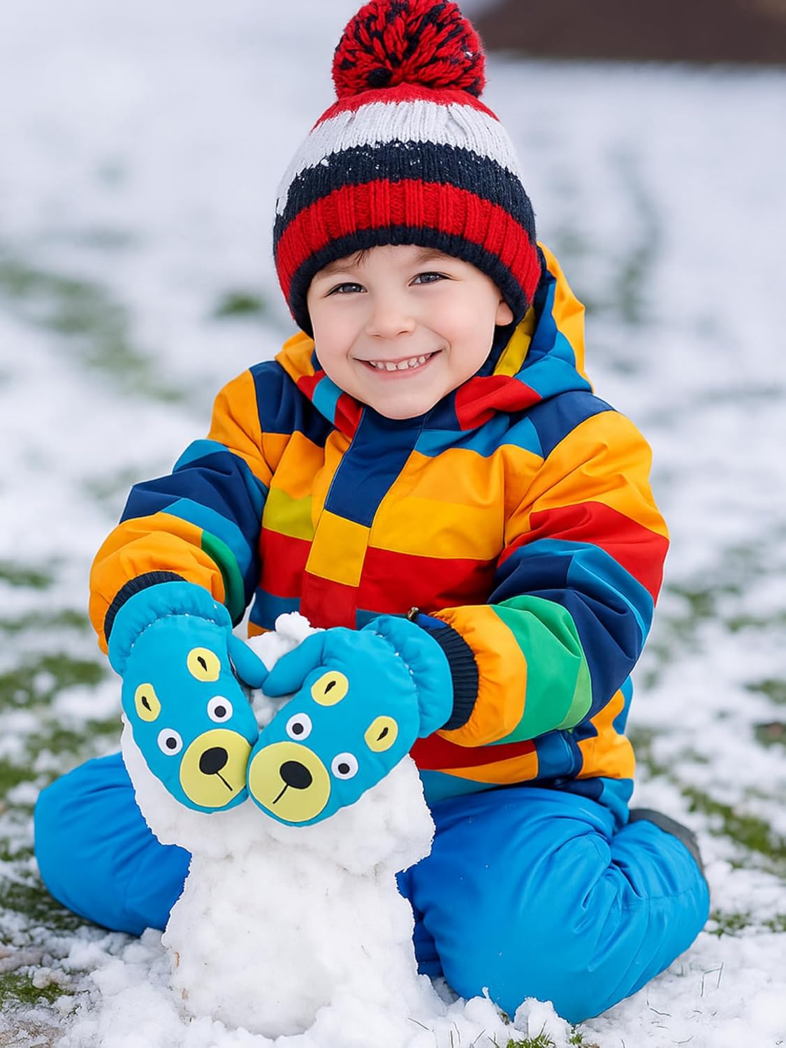 SATINIOR 6 Pairs Winter Snow Mittens Kids Waterproof Warm Ski Gloves Unisex Gloves for Cold Weather Children - Image 2