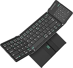 Nillkin Bluetooth Foldable Keyboard with Touchpad & Number Pad, Pocket-Size Portable Keyboard with Full Size Keys, Wireless Keyboard with Trackpad for 3 Devices iPad Tablet Laptop Phone, Black