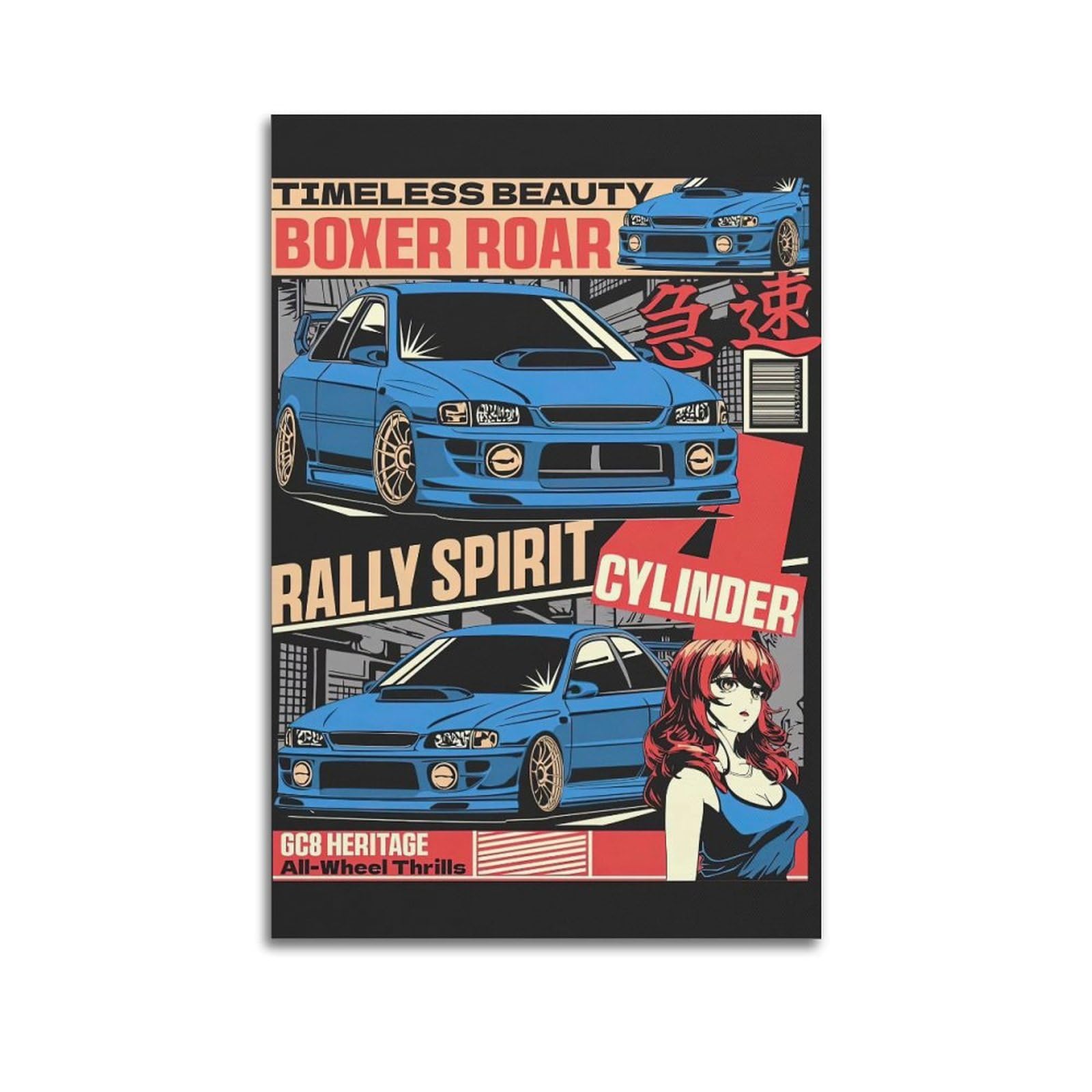LADV Vintage Anime Japan JDM Sport Car WRX STI Poster Magazine Cover Decorative Painting Canvas Wall Artworks Picture 12x18inch(30x45cm)