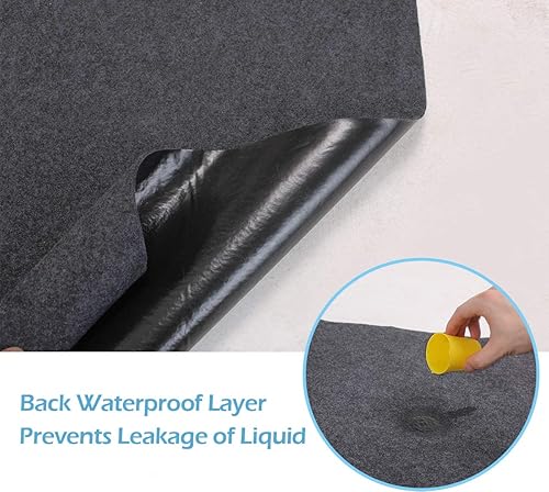 Miniatura 10 de Tapete de garaje de 36 x 60 pulgadas, capa trasera de goma, impermeable, bandeja de drenaje de aceite, absorbe líquidos, tapete de garaje para