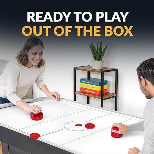 Miniatura 5 de Hathaway Pro-Series - Juego de discos y huelguistas de hockey de aire para sala de juegos familiar, con golpeadores ergonómicos de 4 pulgadas,