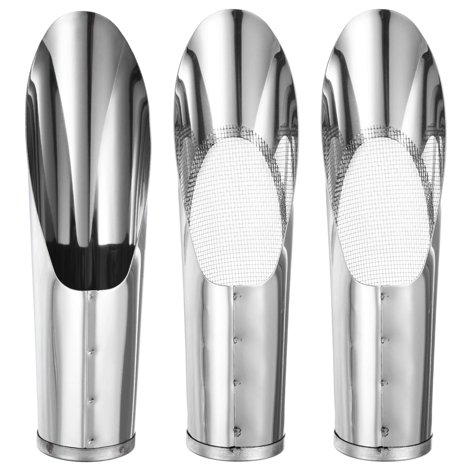 M METERXITY 1-Set Bonsai Soil Scoops, 2inch/5cm Stainless Steel Garden Soil Scoop Bucket Shovels and Soil Sifter for Transplanting/Flower Planting, Small Gardening Tools [Silver Tone]