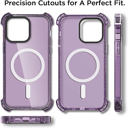 Miniatura 7 de AICase Funda Bounce compatible con iPhone 14 Pro Max, color morado transparente, compatible con MagSafe, impactos, a prueba de golpes, linda chica