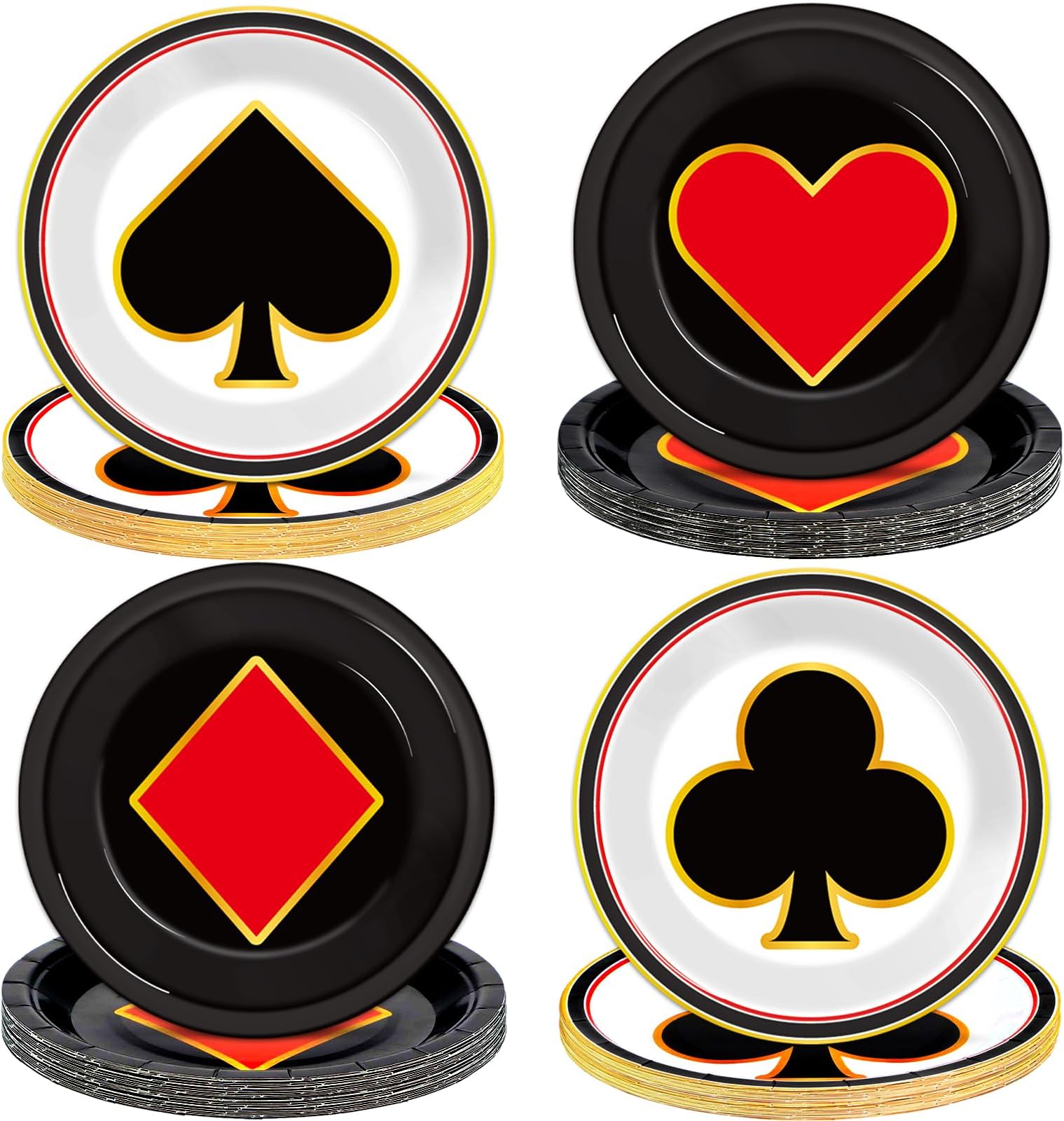 48Pcs Casino Party Paper Plates for Las Vegas Themed Party Supplies 7" Casino Night Party Disposable Plates Poker Dessert Plates for Game Night Birthday Poker Event Game Theme Favors Party Decorations