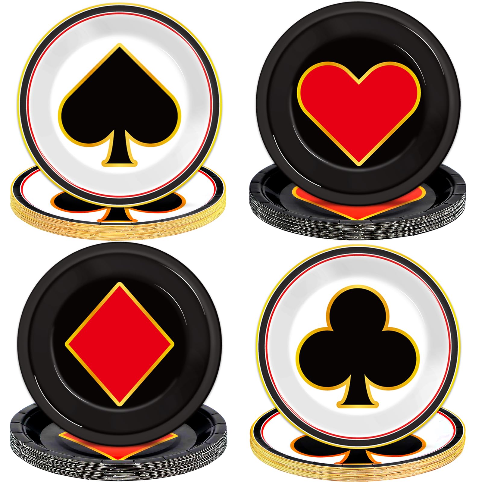 48Pcs Casino Party Paper Plates for Las Vegas Themed Party Supplies 7" Casino Night Party Disposable Plates Poker Dessert Plates for Game Night Birthday Poker Event Game Theme Favors Party Decorations