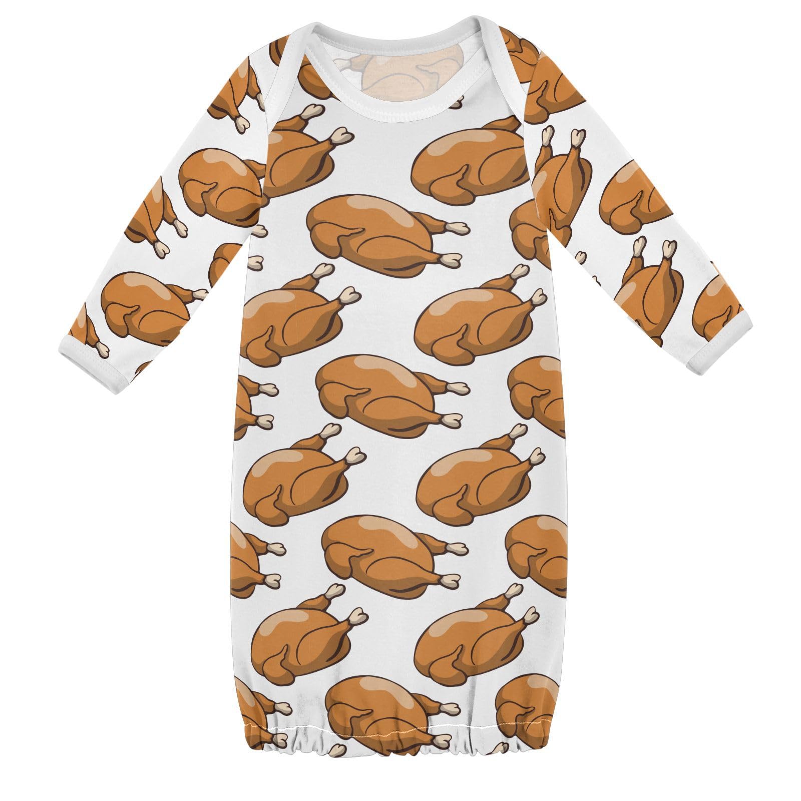 WIFIU Yummy Food Chicken Baby Girls Boys Sleeper Gown Cotton Nightgown Long Sleeve, Baby Nightdress Sleeping Clothes for Newborn 0-3 Months Multicolor