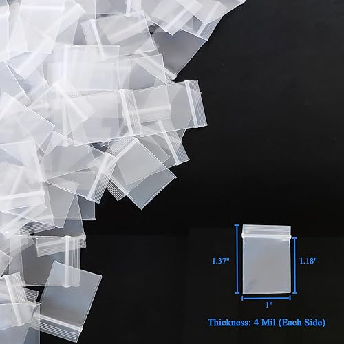 Miniatura 4 de 500 bolsas de plástico pequeñas transparentes de 1 pulgada x 1 pulgada, bolsas gruesas de polietileno resistentes con cierre superior resellable