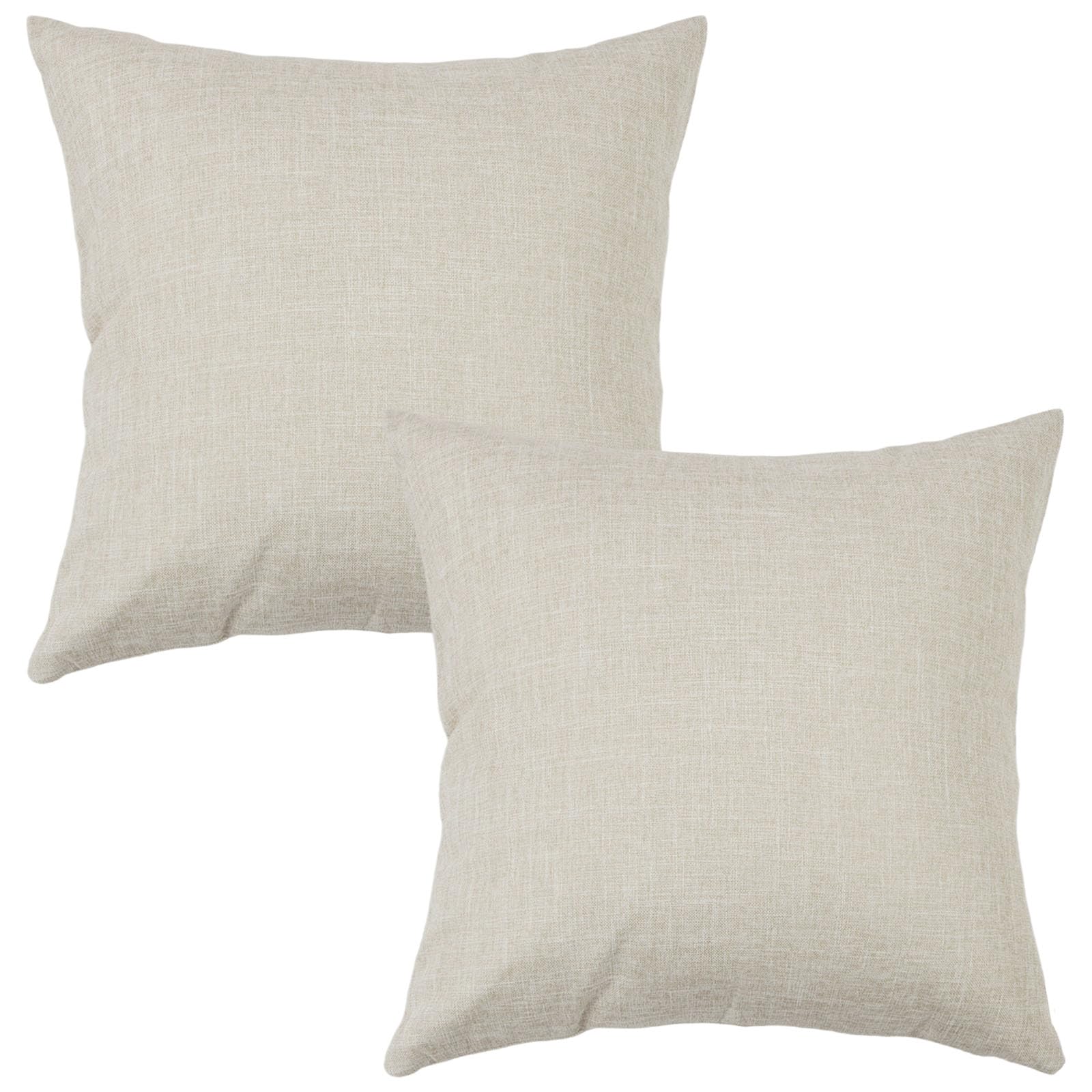 Betadistor Decorative Cotton Linen Cushion Covers: 45cm x 45cm Square Throw Pillowcases for Sofa Bedroom with Invisible Zipper (Sets of 2) 530-0689