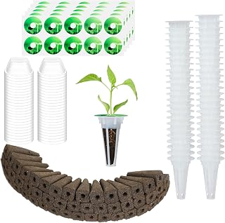 BVCED 200Pcs Seed Pods Kit for Aerogarden Hydroponic Garden Accessories Grow Anything Kit with 50 Plant Grow Baskets, 50 Seed Pot Label, 50 Plant Grow Sponges, 50 Transparent Lids for Starting Seed