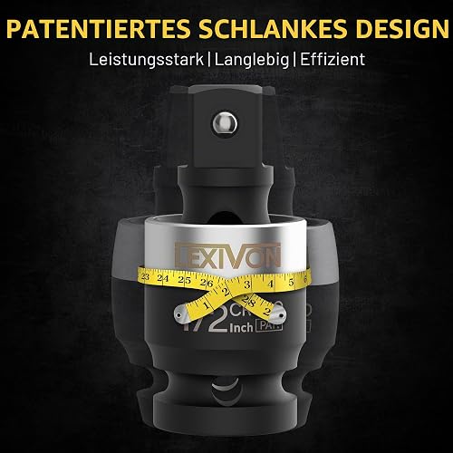 LEXIVON Impact Universal Joint - Patented Slim Design | 3-Piece 1/2", 3/8", and 1/4" Socket Swivel Set | Chrome-Molybdenum Steel Full Impact Grade (LX-113-S) - 2