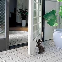 Vista 3 de GDYOOSHOW Tope de puerta de hierro fundido resistente para gatos, 2 piezas, estatua decorativa de suelo negro, tapón rústico para libros