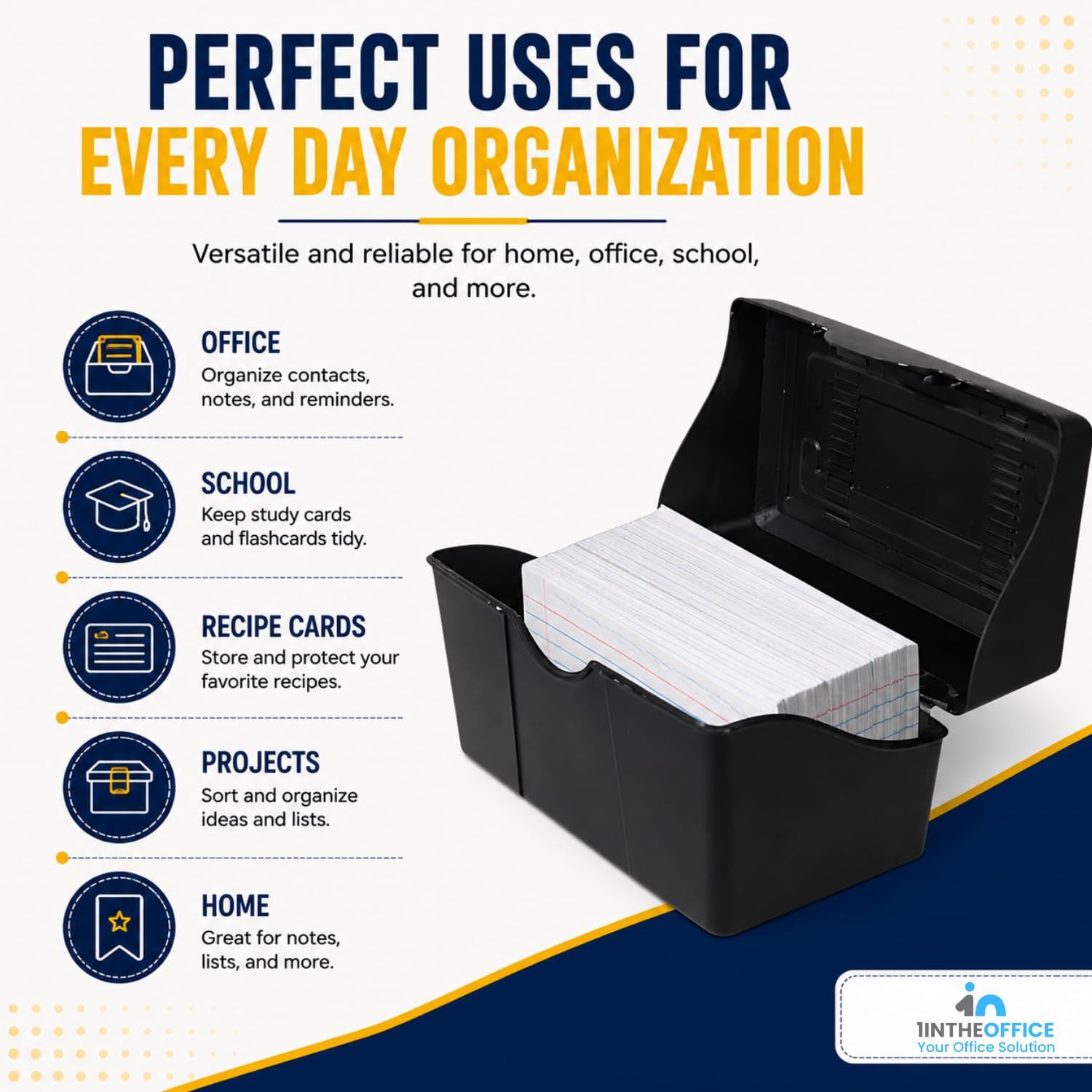 1InTheOffice Karteikarten-Box, 10 x 15 cm, für 400 Karten, 2 Stück