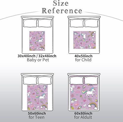 Miniatura 2 de Manta de franela de unicornio para niñas, manta para niños, manta para cama, sofá y sofá, manta de unicornio morado, suave y acogedora, regalo para