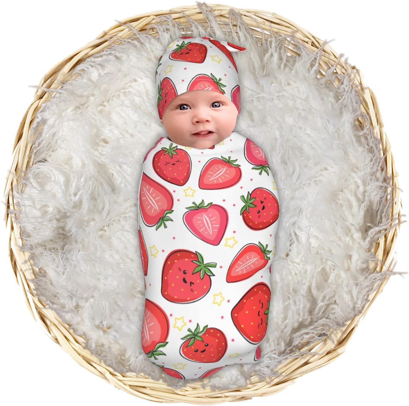 Strawberry Print Baby Swaddle, Swaddle Me 06 Month, Baby