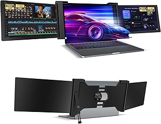 FQQ Triple Portable Monitor, 11.6" FHD 1080P Laptop Screen Extender IPS Computer Display, HDMI & Type-C Plug and Play Dual Monitor for Windows MacOS, Work with 13.3"-16.1” Laptops, S2, Black