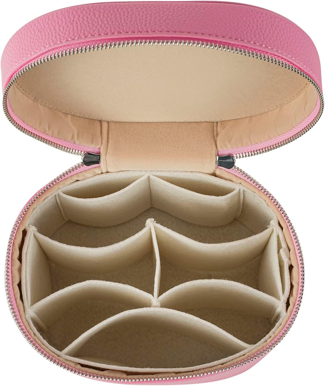 Pink Aesthetic Makeup Bag, Travel Makeup Vanity Case with Divider and Handle, Waterproof PU Leather Cosmetic Organizer Bag, Portable Toiletry Bag for Women(02Pink) - Image 8