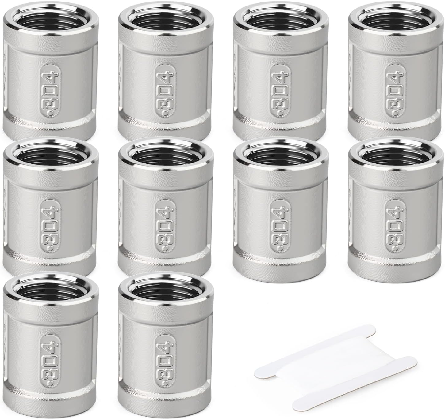 10PCS 304 Stainless Steel 1/2" NPT Female Pipe Fittings,Coupling, Threaded for Fuel/Air/Water/Gas/Oil