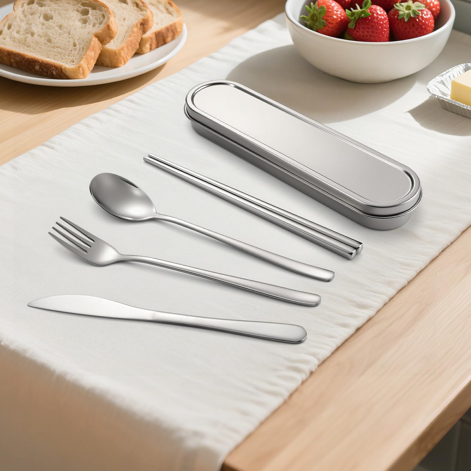 Travel Cutlery Set - Stainless Steel Camping Utensils -5