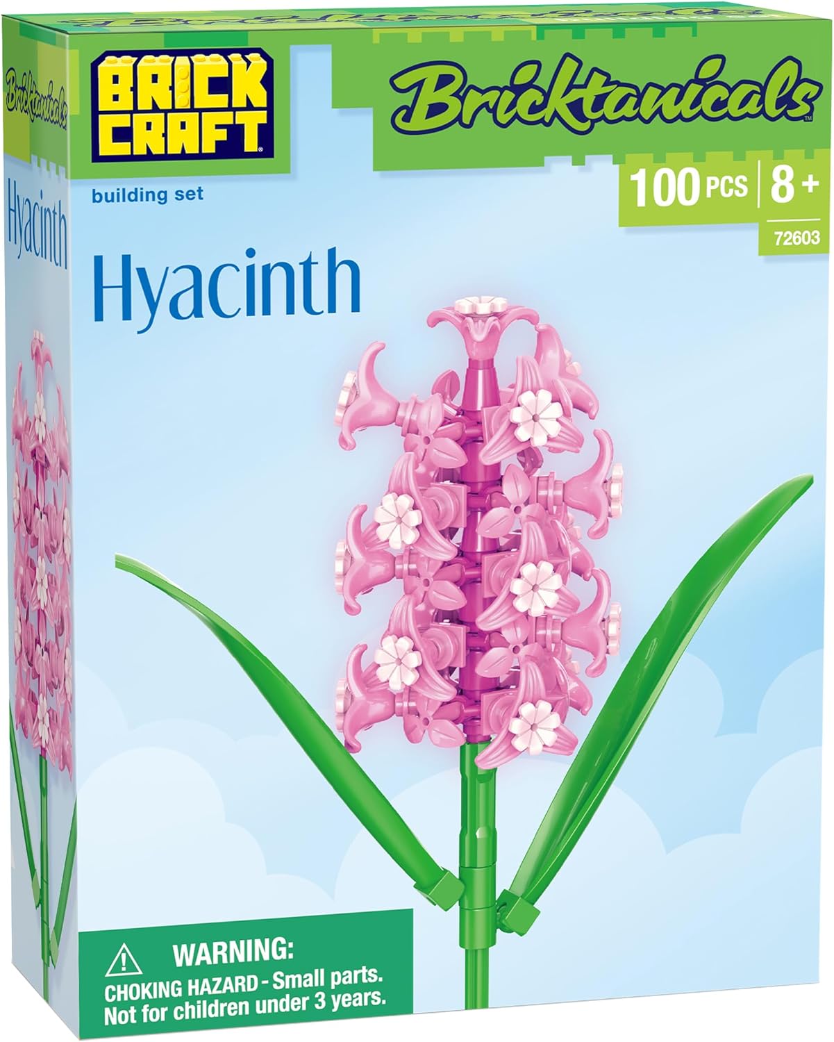 Bricktanicals Hyacinth Building Set - 100 Piece Pink Flower Brick Build Kit for Adults & Kids 8+ | Perfect Valentine's Day Beautiful Botanical Display | Home Décor Flower