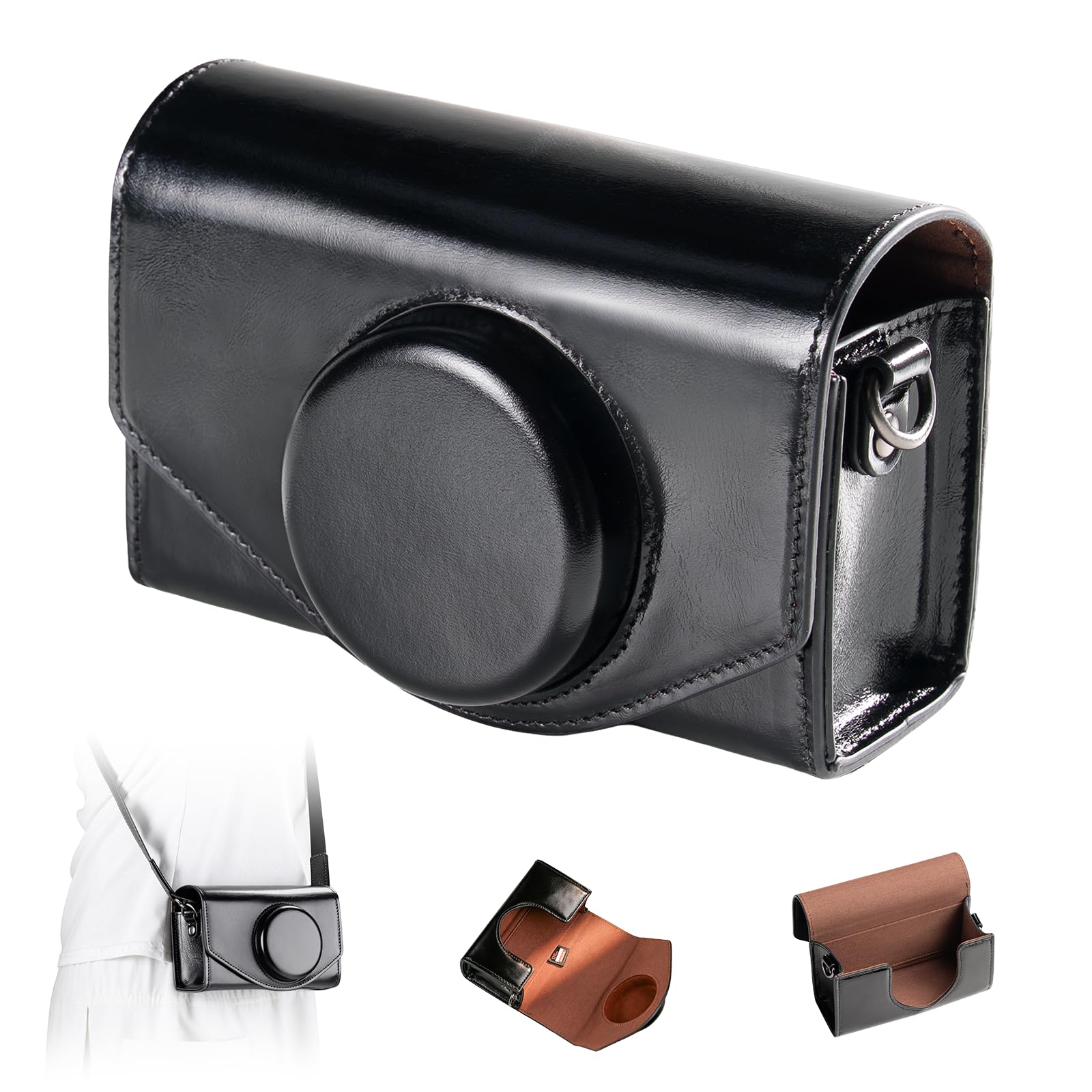 SMALLRIG Custodia in Pelle per FUJIFILM X-E5 / X100VI, Borsa per il Trasporto con Chiusura Magnetica, Custodia Protettiva, Borsa Compatta, Borsa a Tracolla, Nera - 5987
