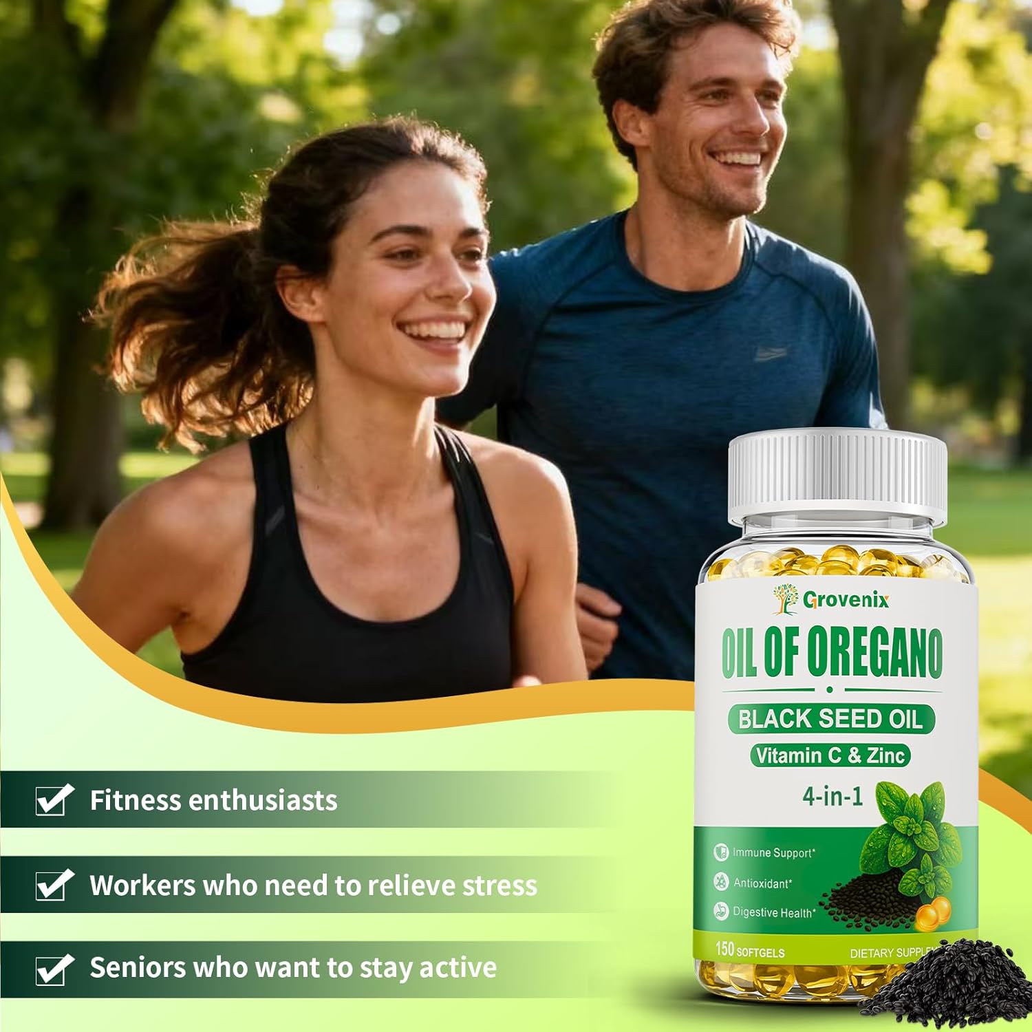 300 Count Organic Oregano Oil Softgels with Black Seed Oil, Wild Oregano Supplement, High Carvacrol & Thymoquinone, 2 Pack