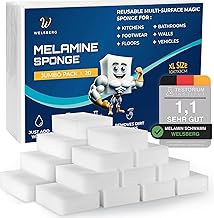 Dirt Eraser Sponge Pack of 20 Melamine Miracle Sponge 10 x 7 x 3 cm Eraser Sponge Cleaning Sponge, Magic Sponge Eraser for Household, Kitchen, White Walls, Bathroom, Shoe Sponge, White