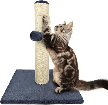 Cat Scratching Post for Indoor Cats, 40cm Tall Sisal Tree with Dangling Toy, Plush Base, Cat Scratch Post, Sisal Claw Scratcher Tower, Furniture Scratching Deterrent Sisals Scratch Pole for Kittens