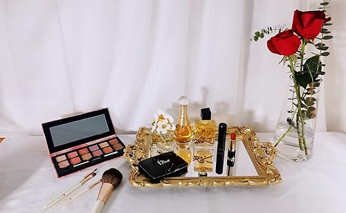Miniatura 5 de Bandeja rectangular para espejo decorativo, estilo francés, organizador de maquillaje, organizador de joyas, bandeja para servir, 9.3 x 14.9