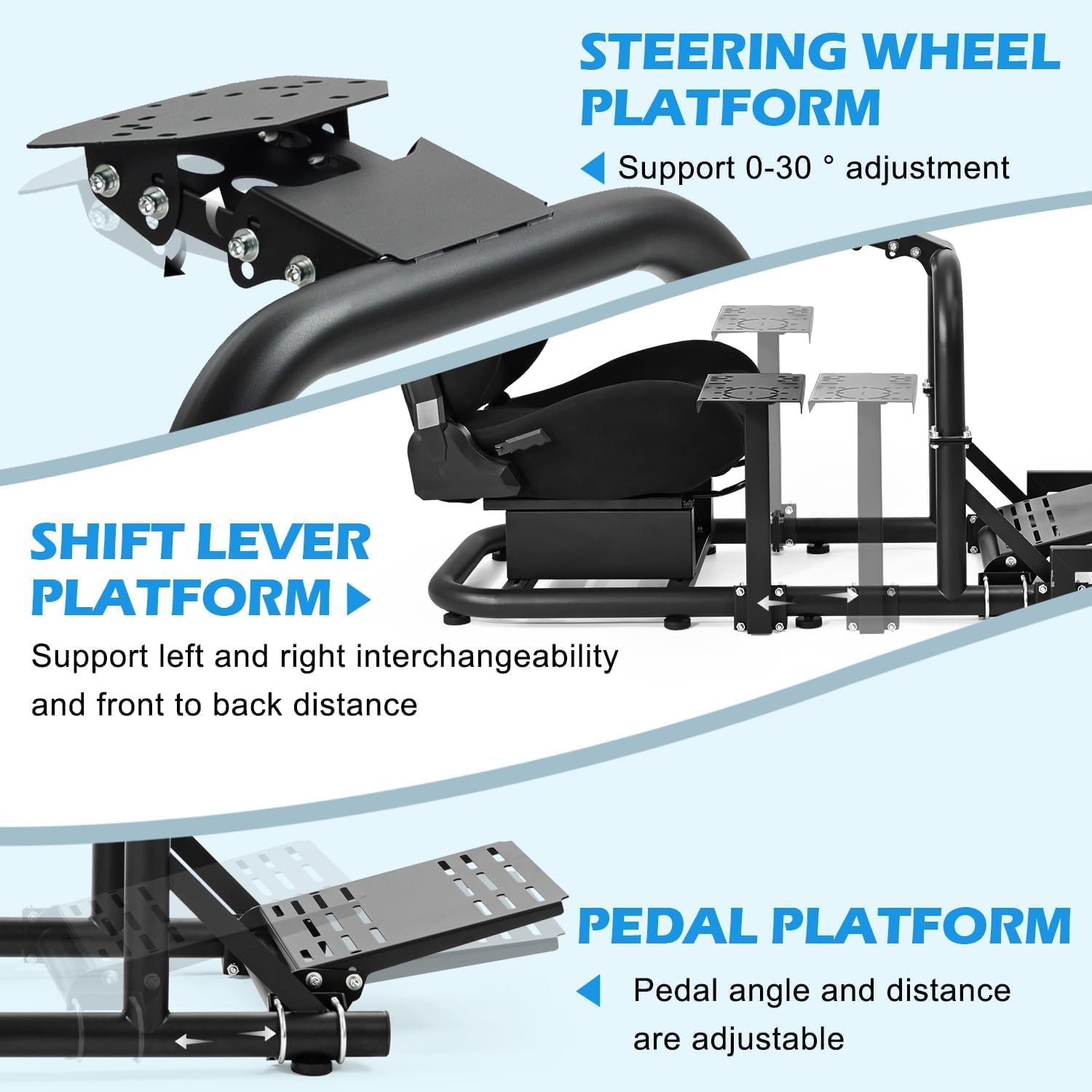 Anman Racing Sim Cockpit with Triple Monitor Mount and Seat Fit for Logitech G29 G920,for Thrustmaster T248,for Fanatec,for Moza Driving Simulator Cockpit Without Steering Wheel, Pedals and Shifter