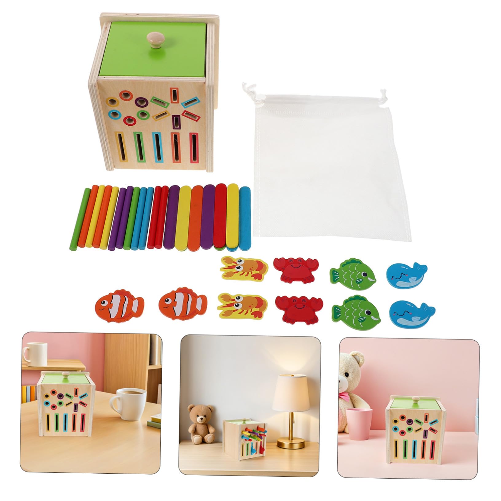 Hohopeti Montessori in Legno per Puzzle Educativo Geometrico per Sviluppo Abilità Motorie e Riconoscimento Colori