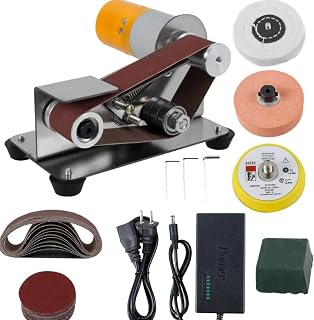 Multi-Functional Belt Sander with Polishing Wheel Angled Mini Belt Sander Desktop Finishing Tool Allall-in-One for Hobbyists, DIYers, Woodworkers, Workshop, Woodworking, 10 Sanding Belts a