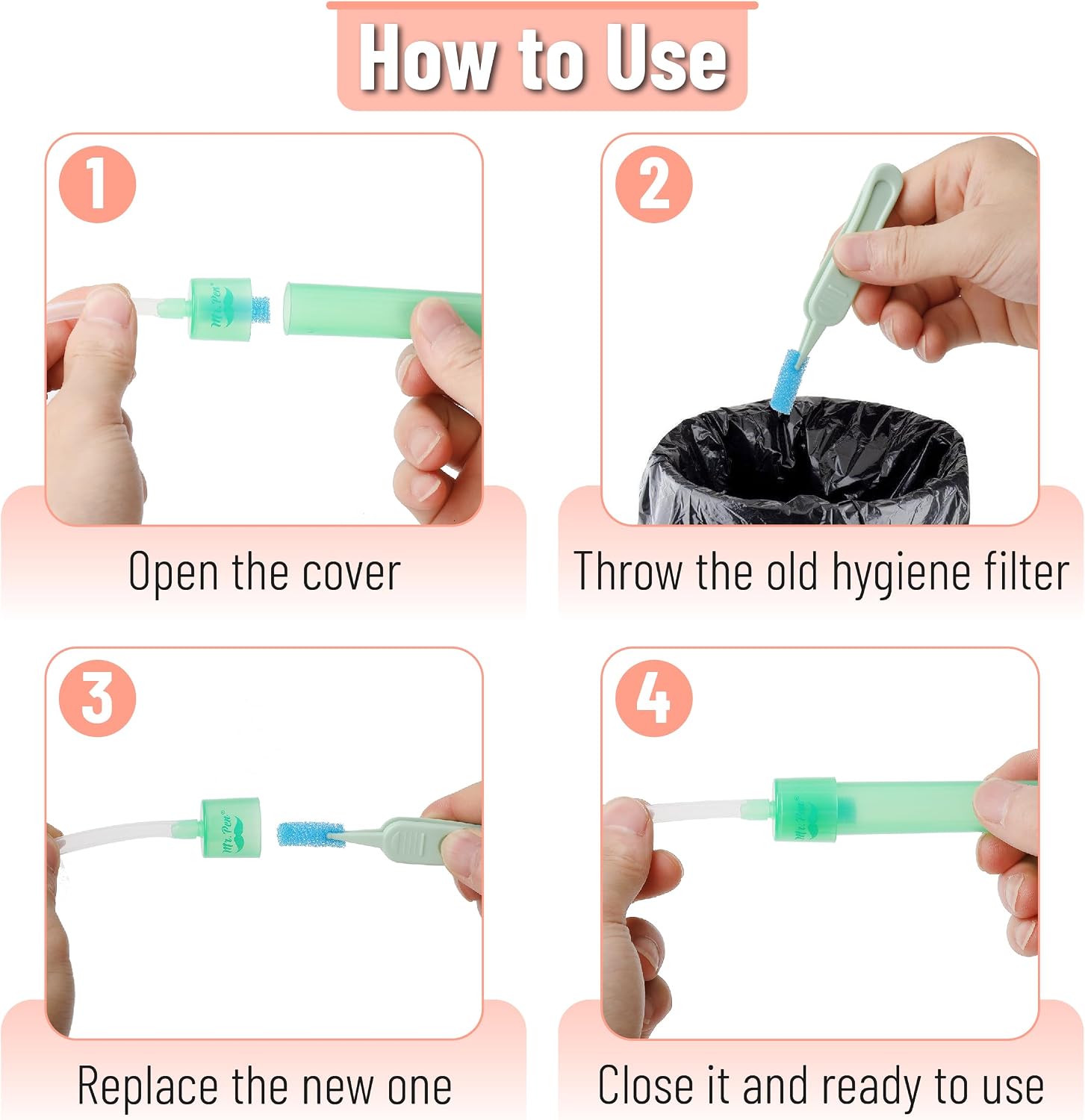 Baby Nasal Aspirator Hygiene Filters, 200 Pack | Nasal Aspirator Filters for Baby, Nasal Suction Filters for Babies, Nose Aspirator Filters for Babies