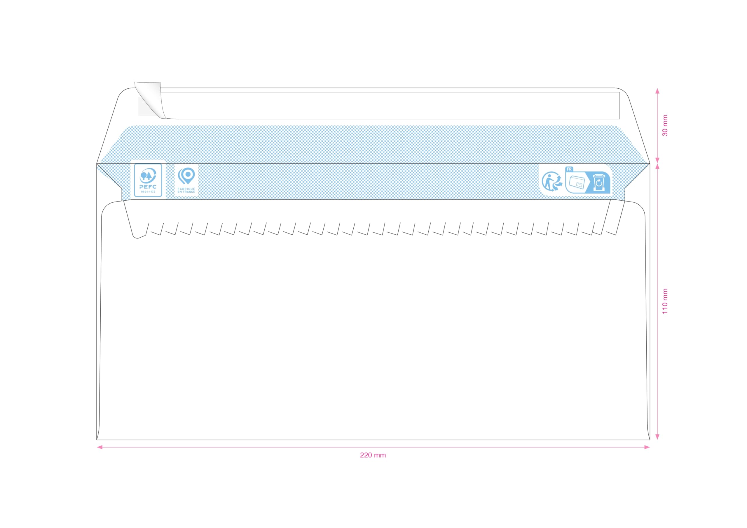 GPV Boite 500 enveloppes auto-adhésives 80g format DL 110x220mm fenetre 45x100 | Fenêtre 45x100