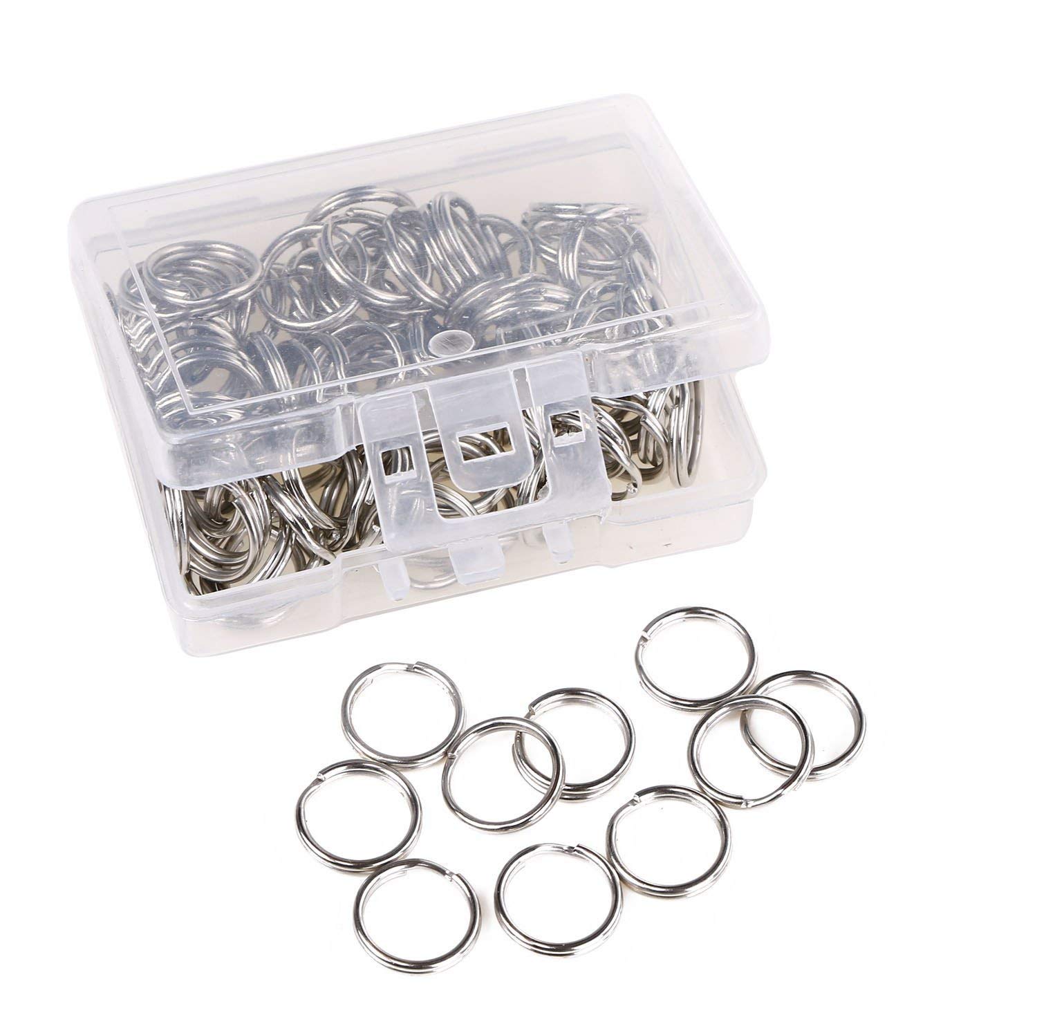 ShapentyShapenty 12mm Silver Mini Round Split Key Ring Chain Clip Hook Bulk DIY Craft Metal Keychain Connector Accessories (Silver, 100PCS)