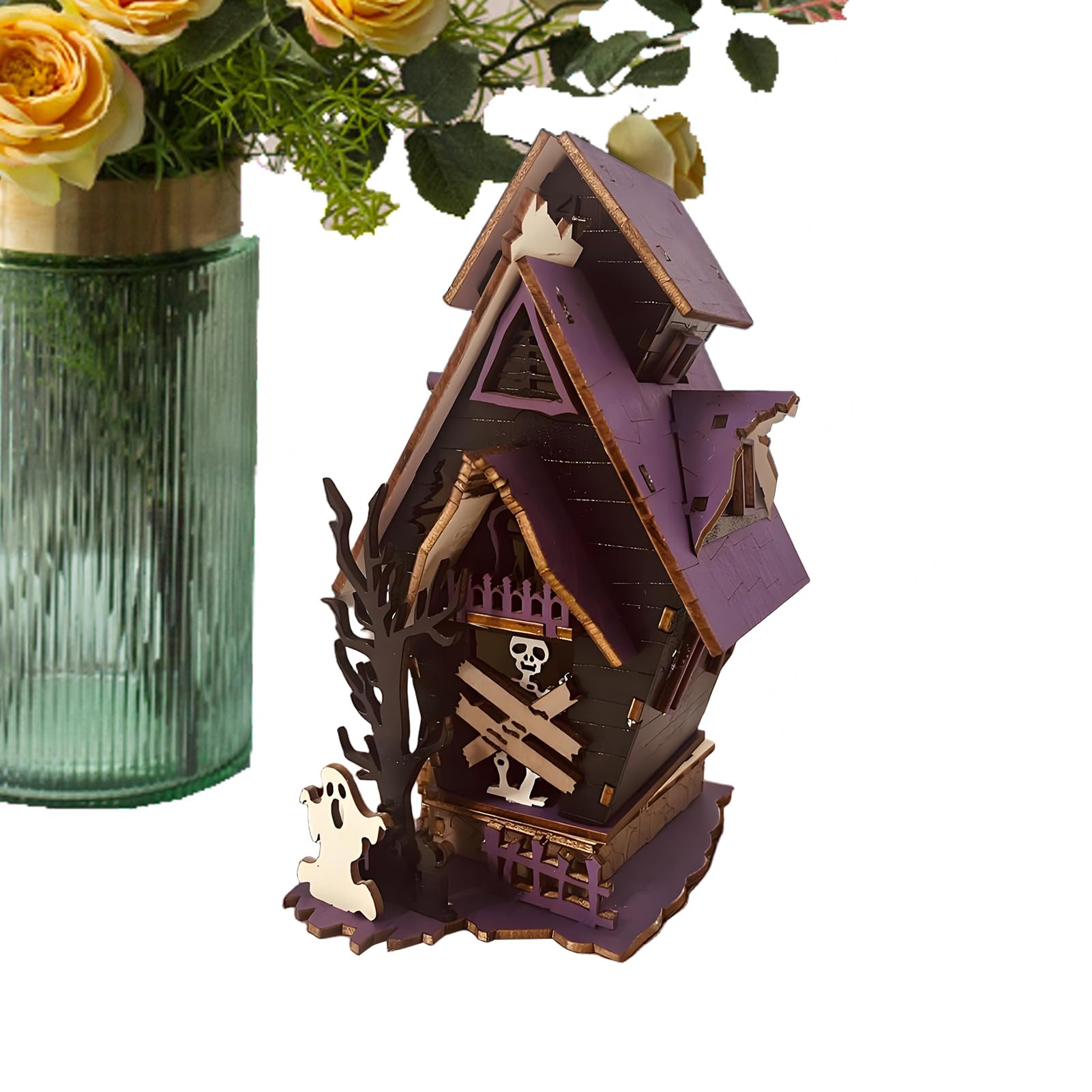 Edificio embrujado de Halloween para decorar la chimenea rústica de tu salón 8