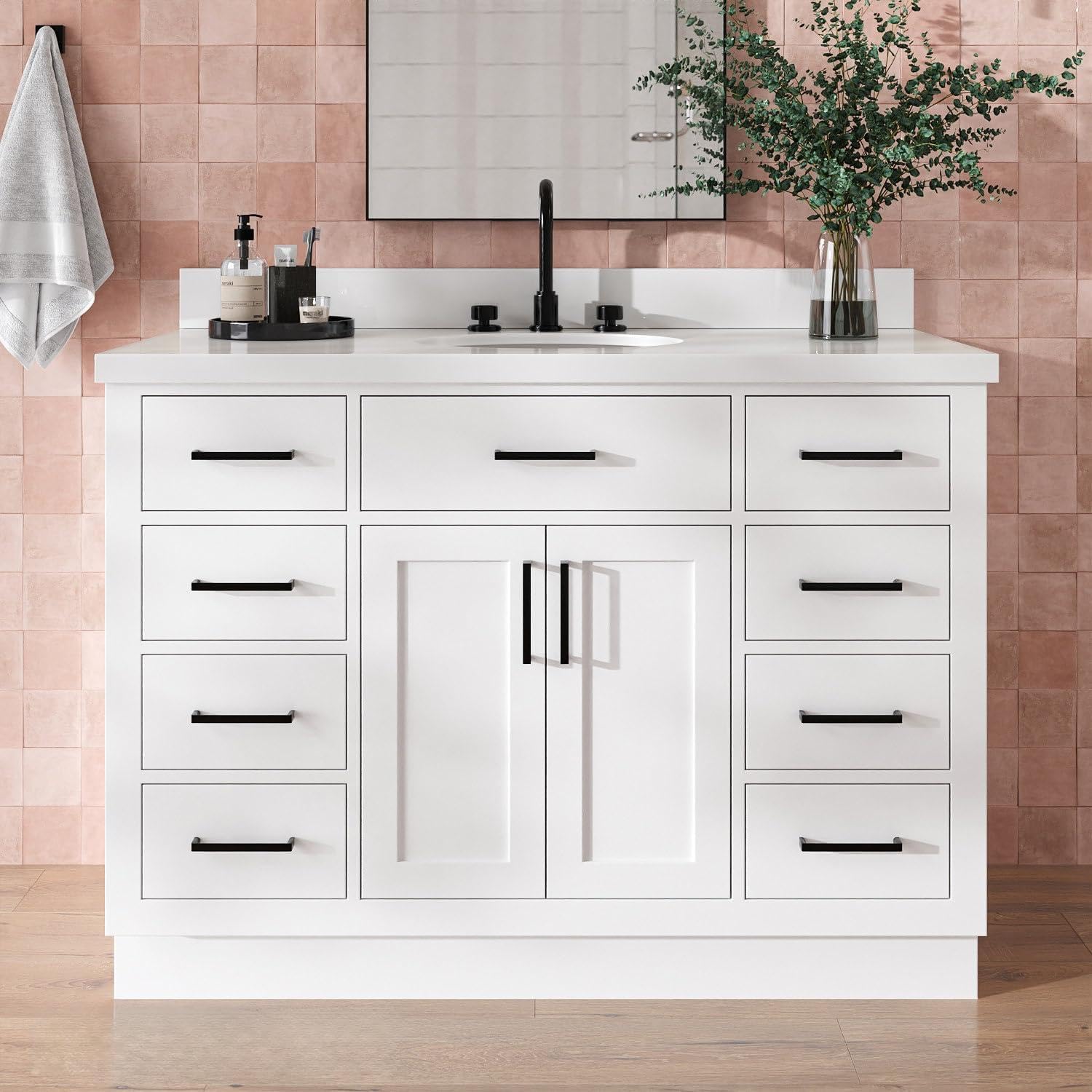 ARIEL Solid Hardwood Bathroom Vanity Cabinet – Custom Size, Color, Style & Countertop, Premium Storage for Traditional, Transitional & Modern Bathroom Décor