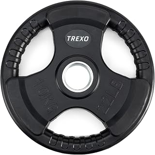 TREXO Discos Pesas Gym con Mangos Recubierto de Hierro Fundido para Barra de Diámetro para Fitness para Entrenamiento de Fuerza para Crossfit para Gym en Casa