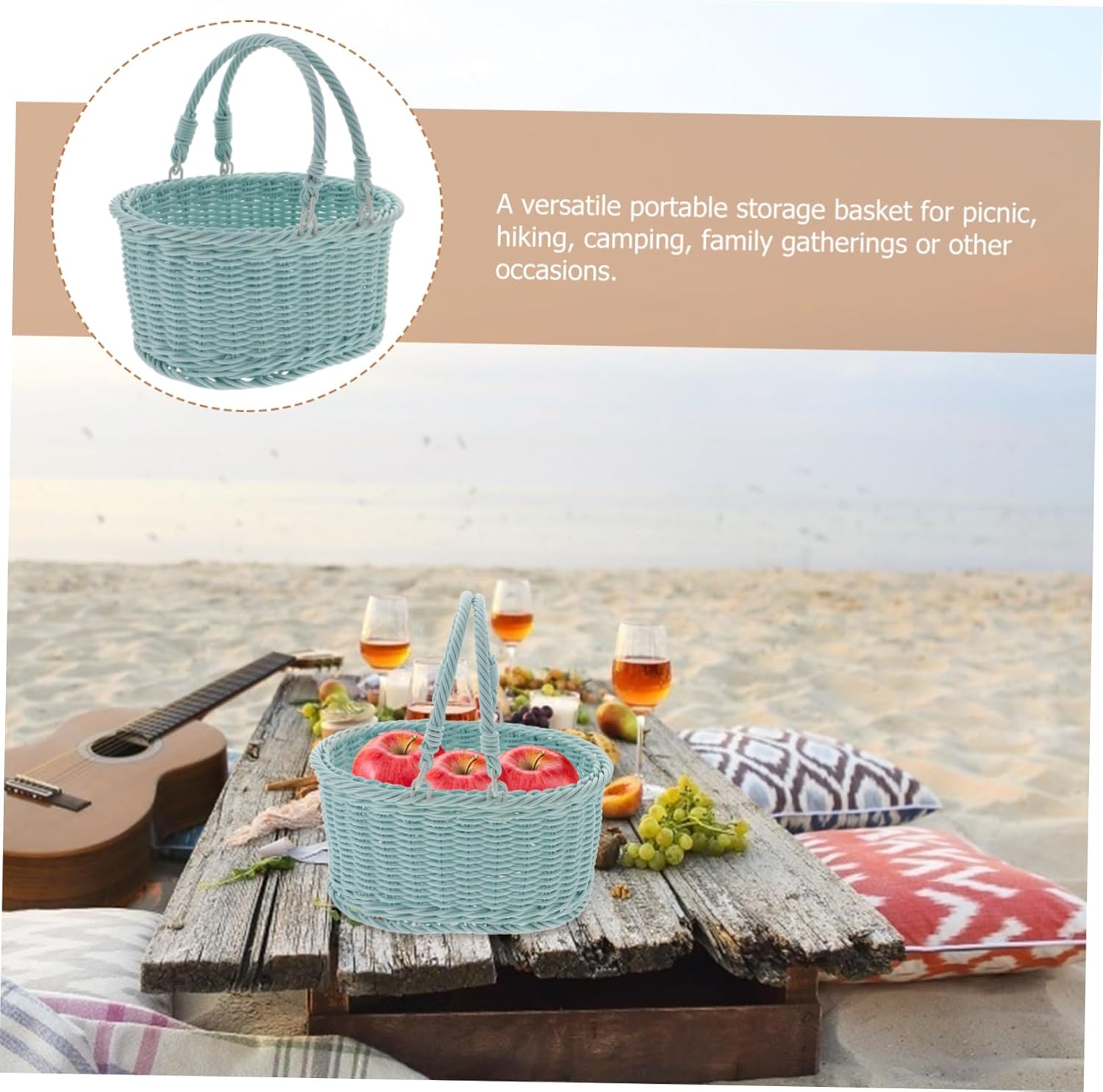 OKUMEYR Picnic Basket Storage Basket Gift Baskets for Seagrass Storage ...