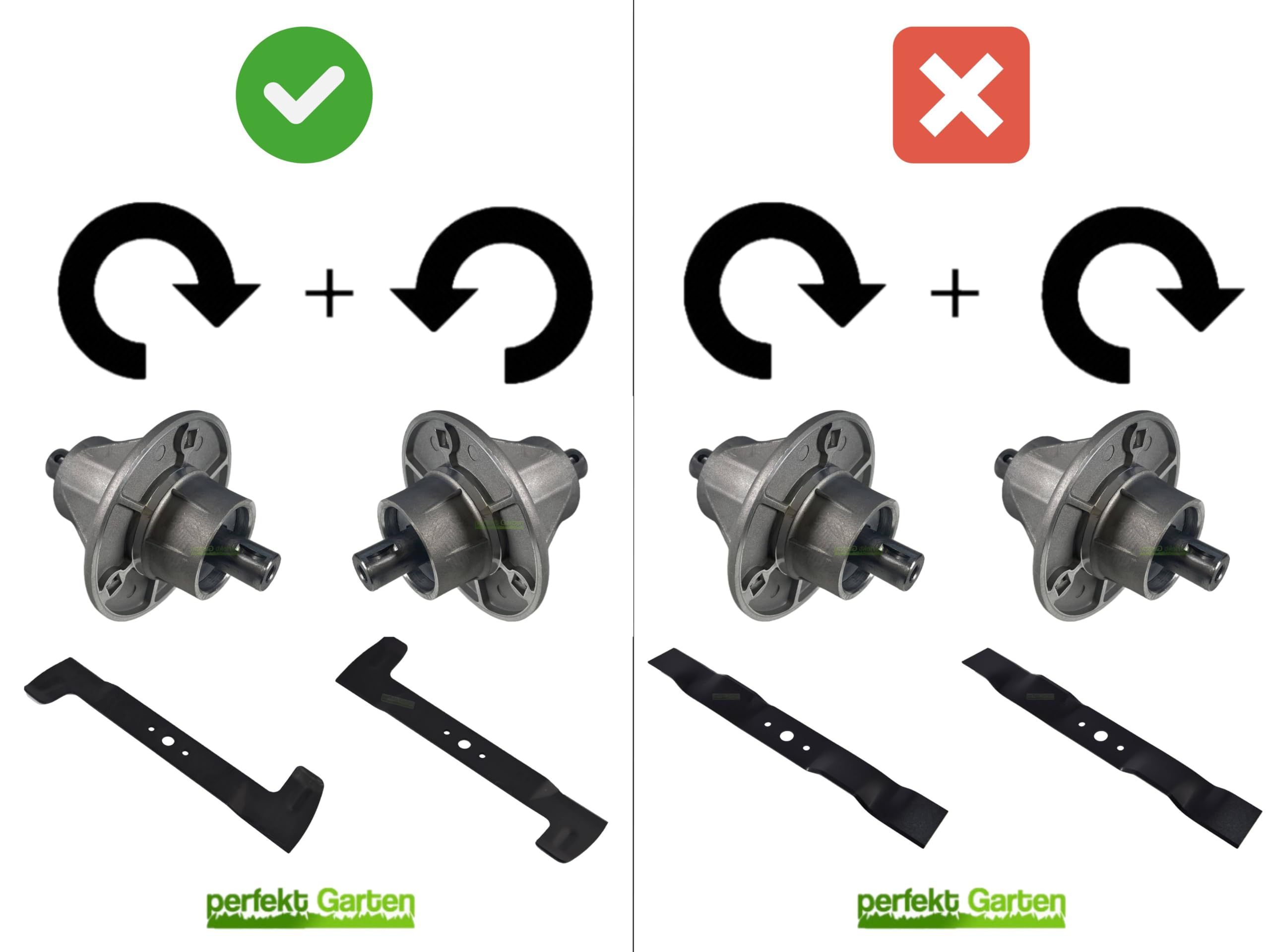 perfektGarten Juego de cuchillos y soporte de 84 cm compatible con Alpina Castel Garden Stiga Solo Mountfield Gardol Emak