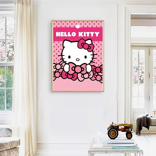 Miniatura 9 de Kits de pintura de diamantes 5D para adultos, bricolaje Hello Kitty taladro redondo completo (11.8 x 15.7 pulgadas), diamantes de imitación de