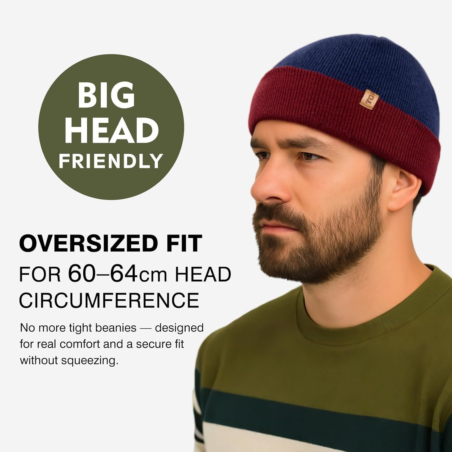 TOP-EX PolarWool™ Merino Wool Fisherman Beanie - Dual Layer Knit Hat with Two Styles for Large Heads - Image 7