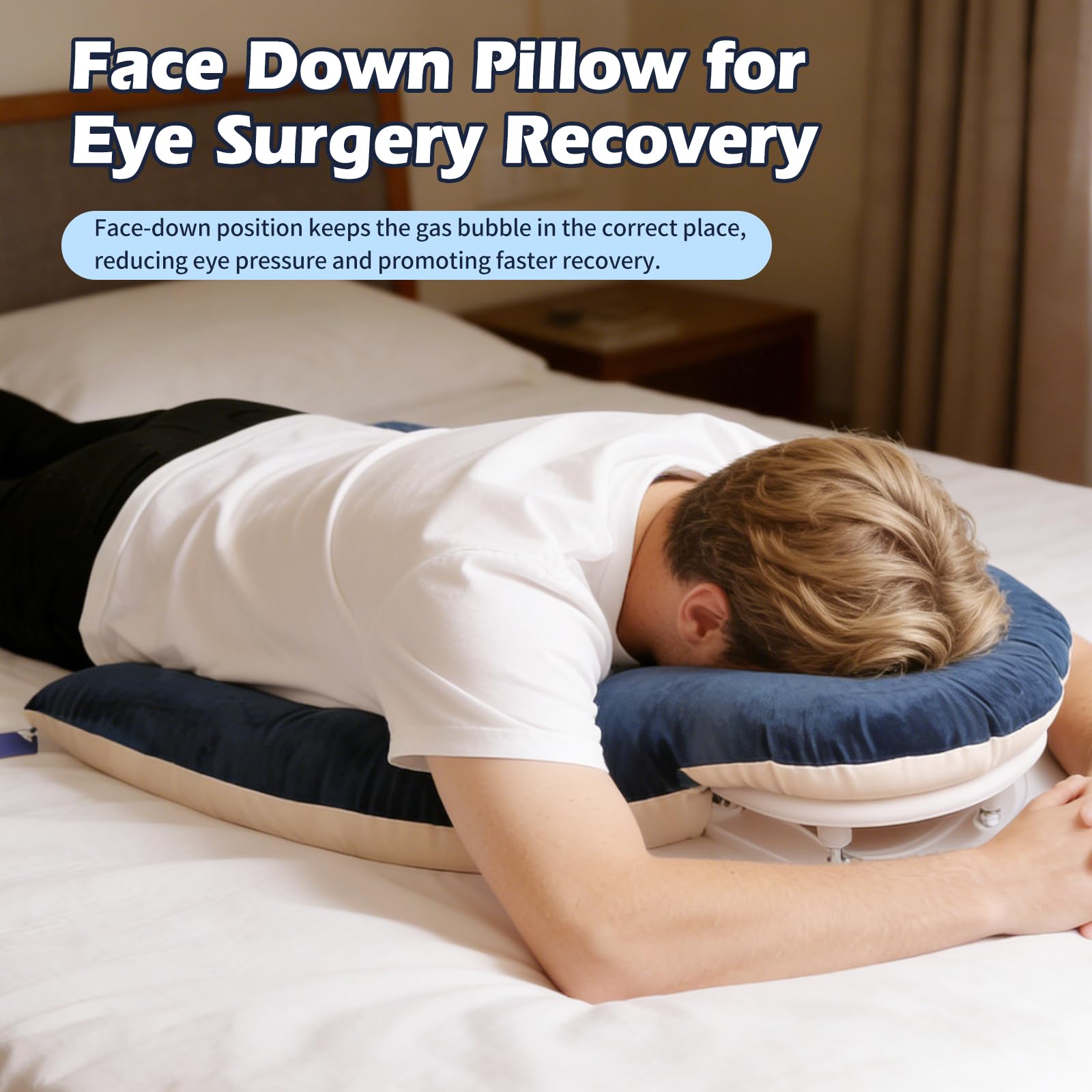 Almohada de masaje de espuma viscoelástica ergonómica para dormir y dormir boca abajo, recuperación de vitrectomía quirúrgica, agradable para la piel, masaje reposacabezas