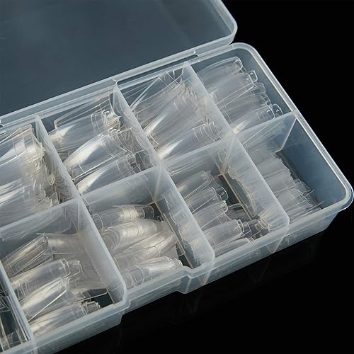 Miniatura 10 de Puntas de uñas postizas acrílicas francesas, 1000 uñas postizas con forma de uñas postizas, 10 tamaños con estuche para salones de arte de uñas