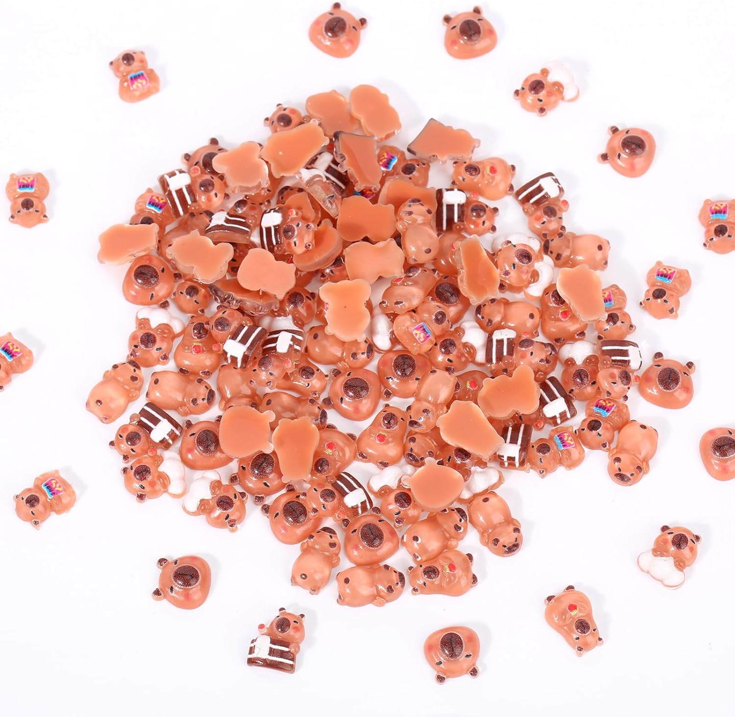 120pcs Mini Capybara Figurines, 6 Style Resin Tiny Capybara Decor Cute Micro Miniature Animal Models for DIY Crafts & Landscape Accessories
