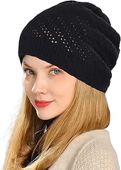 帽子 PERVERZE Crochet Knit Hat / Black Black Crochet Mesh Beanie Hat: Festival Skull Cap With