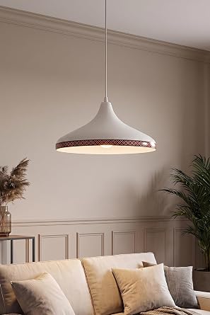 Marrien Nova Rug Metal Sarkıt Avize, Bohem Tavan Lambası ve Salon Oturma Odası Aydınlatması - Beyaz - 35 cm – Modern Dekoratif Avize, Tavan Aydınlatması [Enerji Sınıfı A]