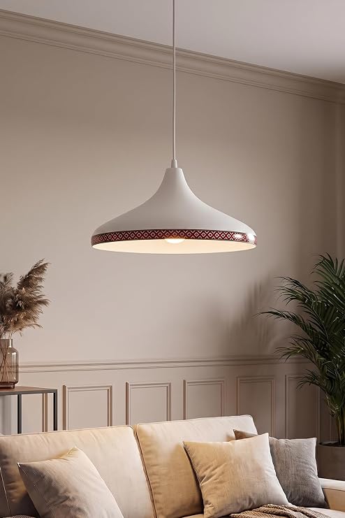 Marrien Nova Rug Metal Sarkıt Avize, Bohem Tavan Lambası ve Salon Oturma Odası Aydınlatması - Beyaz - 35 cm – Modern Dekoratif Avize, Tavan Aydınlatması [Enerji Sınıfı A]