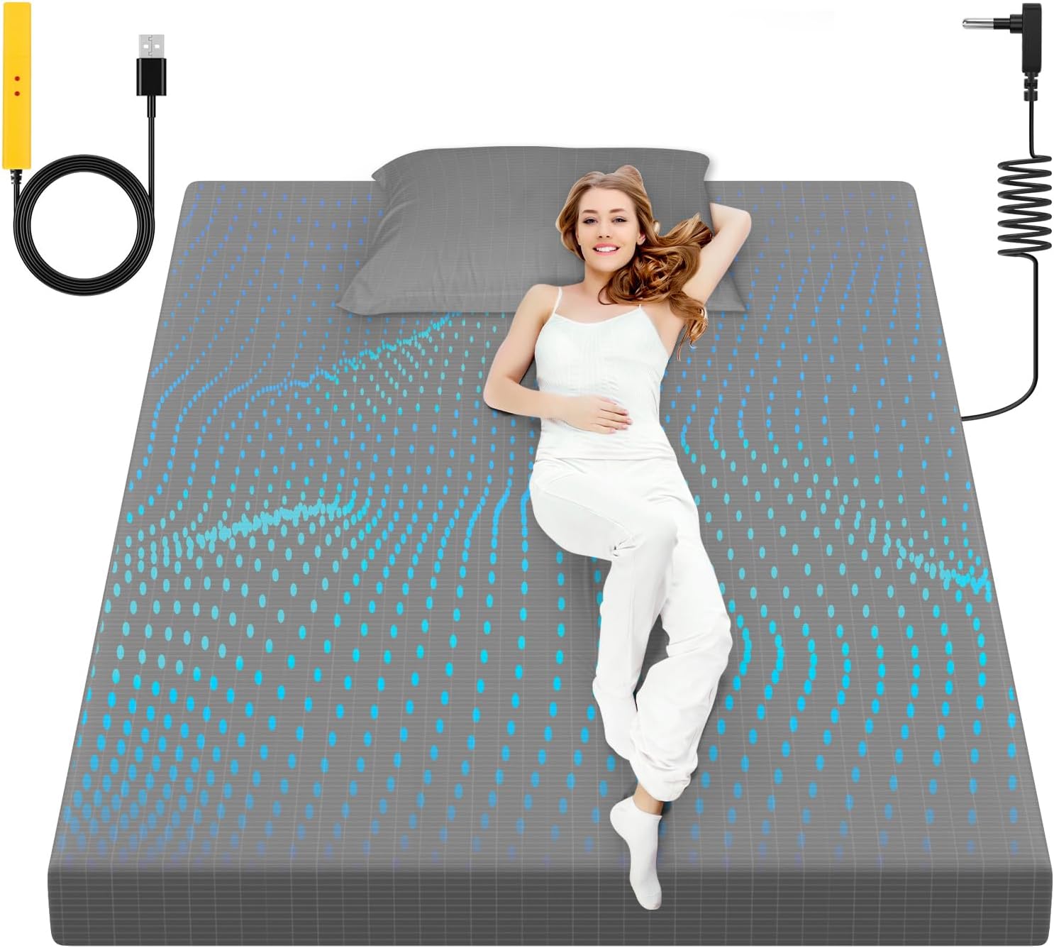 Grounding Sheet, 90% Organic Cotton+10% Pure Silver Organic Fitted Grounded Sheet for Improved Sleep, Pain Relief - Earth Connected Bedding Gray, (60.3 * 80.3 * 15.1inch)