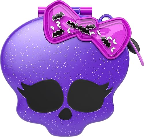 Miniatura 5 de Polly Pocket Monster High Playset con 3 micro muñecas y 10 accesorios, se abre a la escuela secundaria, juguete de viaje coleccionable con